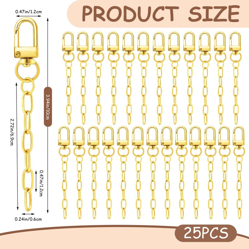 25pcs Gold Keychain Making Kit Key Ring with Chain Bulk