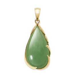 Belacqua 14k Gold Natural Jade Teardrop Necklace Pendant, No Chain