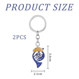 2 Pieces Horn Shaped Keychains, Retro Keychains, Decorative Metal Pendants, Creative Keychains, Car Keychains, Blue Yellow, Unit size, Modern