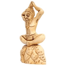 Purpledip Resin Statue Yoga Guru in Bhadrasana or Butterfly Stretch Exercise Pose: Stone Finish Decor Gift (11786A)