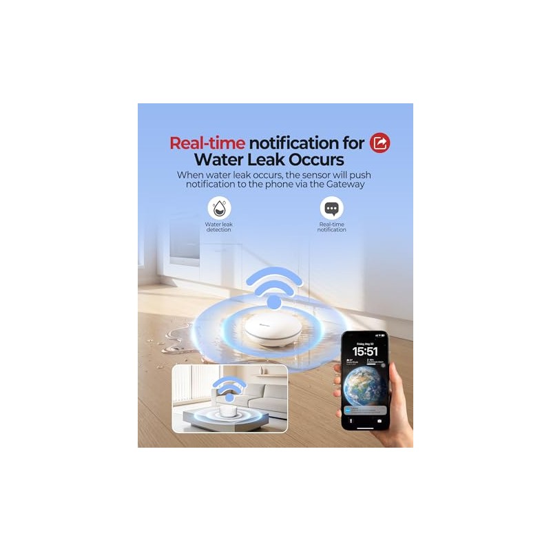 Heiman 3-Pack Water Leak Detector with Smart Alarm System