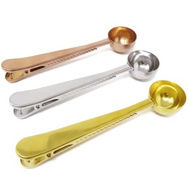 Honbay 3PCS Stainless Steel Coffee Scoop Long Handled Tea Scoop Measuring Coffee Spoon Coffee Tablespoon With Sealing Bag Clip For Tea Coffee Protein Powder Instant Drinks (6.5")