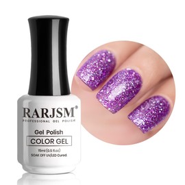 RARJSM Lavender Gel Nail Polish Glitter Sparkly Iridescent Rainbow Purple Shimmer Holographic Nail Gel Polish Soak off Led UV Curing Required High Pigments Gel for Home Salon Manicure Nail Art 15ml