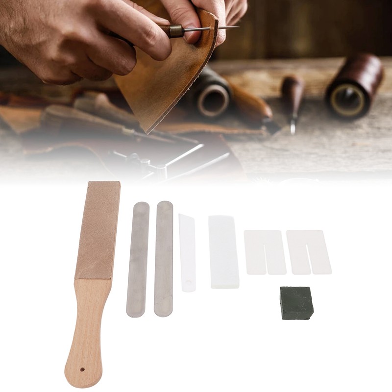 Leather Stropping Kit Complete Tools Double Sided Leather Paddle Honing