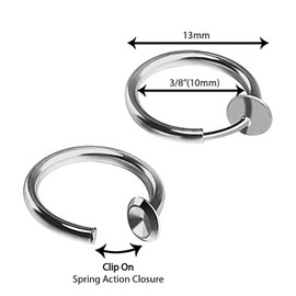 Crdifu Fake Belly Button Piercing Clips Clamp Ring Silver with Pendant No Piercing Belly Piercing Set of 2, Stainless Steel