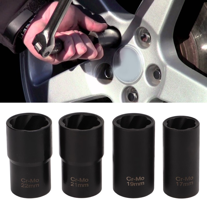 5pcs Lug Nut Extractor Tool 1/2in Drive Metric 17 19