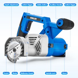 Aonllen Electric Circular Saw - 3-3/8 In. With 2pcs Carbide Tipped Blades for Woods, 1pcs Grit Diamond Blades for Tile Cuts, Special Undercut Saw for Removing Subfloor or Tiles