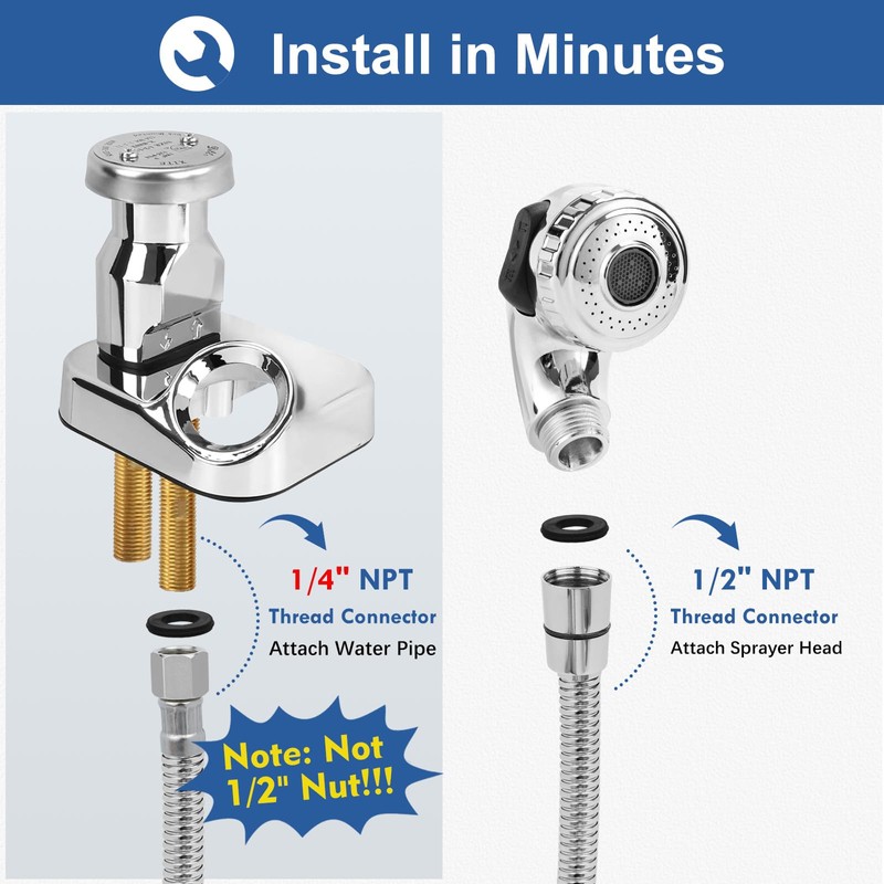 LukLoy 2 Pack Stainless Steel Shampoo Bowl Hose, 1/4" Thread