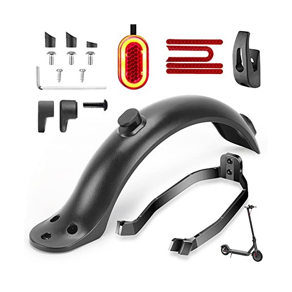 TAGVO Scooter Rear Fender, Rear Fender Bracket & Tail Light &Rear Mudguard &Front Hook &Reflective Strap for Xiaomi M365 / M365 Pro Electric Scooter Replacement Accessory with Screws, Caps