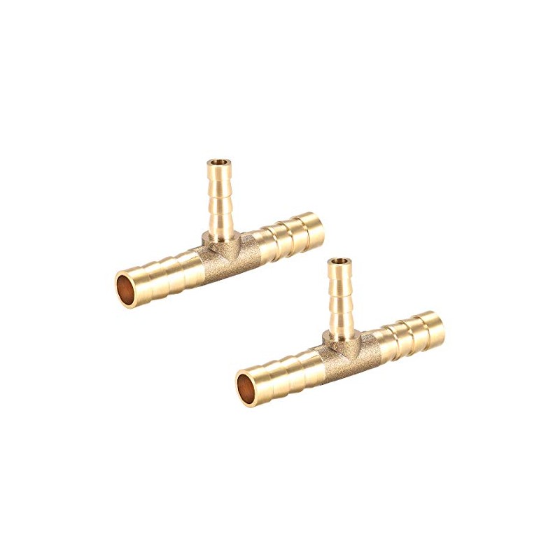 sourcing map Tee Brass Barb Fitting Reducer 3 Way, Fit