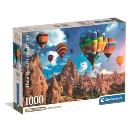 Clementoni - Puzzle 1000 Pieces for Adults and Teenagers Collection Hot Air Balloons in Cappadocia with Poster, Compact Box, Gift Idea for Men and Women, Made in Italy, 70 x 50 cm