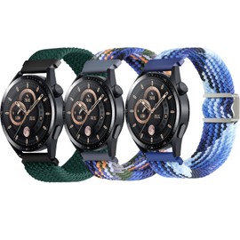 QIEMUTER 3 Pcs Magnetic Elastic Bands Compatible with Galaxy Watch 7/6/5/4/FE/Active 2/Gear S2 Classic/Sport, 20mm Stretchy Nylon Wristband