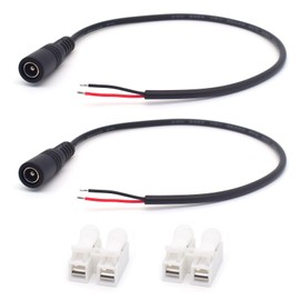 ELNONE 2PCS DC Power Female Pigtail Cable,22AWG 0.3M/1FT 5.5mm x 2.5mm DC Power Barrel Female Plug Connector Power Cord for Surveillance Camera,LED Strip Light
