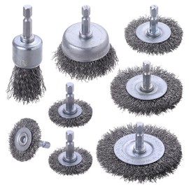 Mixiflor Wire Brush for Drill, 8 Pcs Professional Carbon Steel Wire Wheel, Abrasive Cup Brush 1/4 Inch Hex Shank - Cleaning Rust Attachments