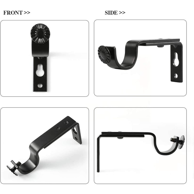 Eau 10 Pieces of Adjustable Black Curtain Rod Brackets, Heavy