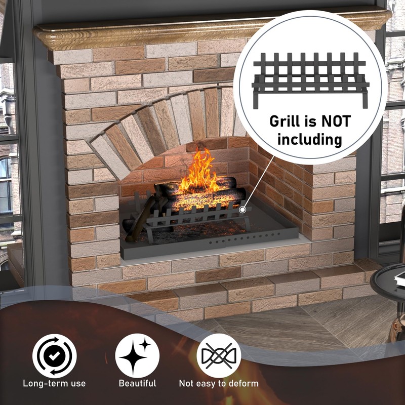 Flamorrow Fireplace Tray with Handles, Adjustable Up to 31.5" X