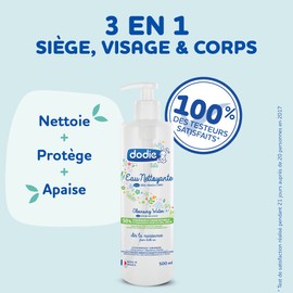 Dodie Cleansing Water 3 in 1 (500 ml), Face, Body and Pore Cleaning, 98% Ingredients of Natural Origin, Hypoallergenic, from Birth