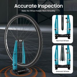 SNKOURIN Wheel Truing Stand, Professional Bicycle Wheel Maintenance Tool with Spoke Wrench, Multi-Function Bicycle Wheel Alignment Repair Tool Rim Truing for MTB Road Adjustable Width 3.5-5.9 in