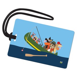 R. Nichols Dogs in Canoe Luggage Tag - Sturdy Waterproof Plastic Travel Labels for Baggage, Suitcases, Backpacks, and Diaper Bags, 2.5 Inch x 4 Inch Tag with Black Loop Attachments