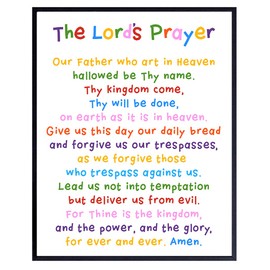 Lords Prayer Wall Art - Religious Bible Study Scripture Decor for Church, Sunday School Classroom, Baby, Girls Room, Toddler, Boys Bedroom, Nursery - Blessed Christian Gift for Daughter, Son, Kids