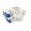 8mm/ Blue Cz Square Clip On Earrings/Silver Tone