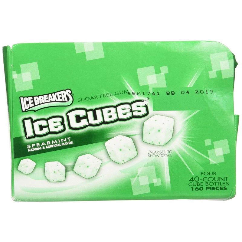 Ice Breakers Ice Cubes Spearmint Gum Bottle Pack- 4 ct
