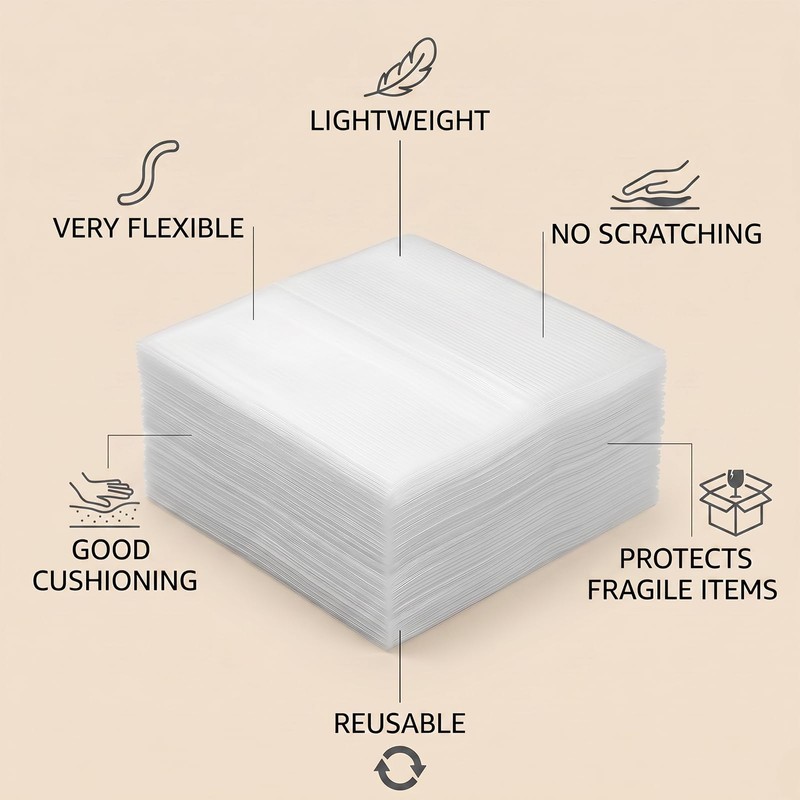 12"x12" Foam Wrap Sheets for Packing, 50 Pack Dish Packing