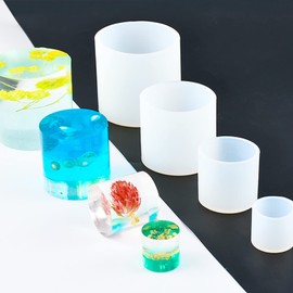 Yayatty 5 Pack Cylinder Candle Molds for Candle Making, Cylinder Candle Resin Molds with 10 PCS Cotton Candle Wicks, 3 Style Natural Dried Flowers for Candle Soap Resin Casting