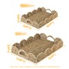 ATEDIR Woven Square Serving Tray, 2-Pack Scalloped Edge Rattan Bed