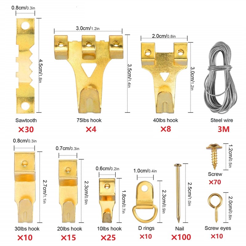 Mult Wall Hanging Nail Hooks, Frame Hardware Picture Hanger, Strong