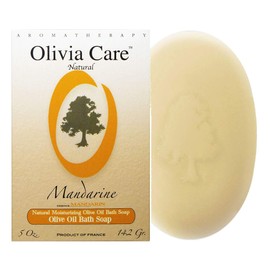 Mandarin Bar Soap with Olive Oil by Olivia Care - 100% Natural Ingredients, Organic, Vegan - For Face & Body. Cold-Pressed Triple -Milled. Hydrating, Moisturizing. Infused Calcium & Vitamins - 5 OZ