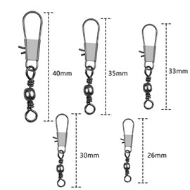 Jinlaili 100 Piece Fishing Accessory Set - Swivel, Swivels with Locking, Line Hook Connectors, Ball Bearing Snaps, Barrel Swivels - Size 7/8/10/12/14