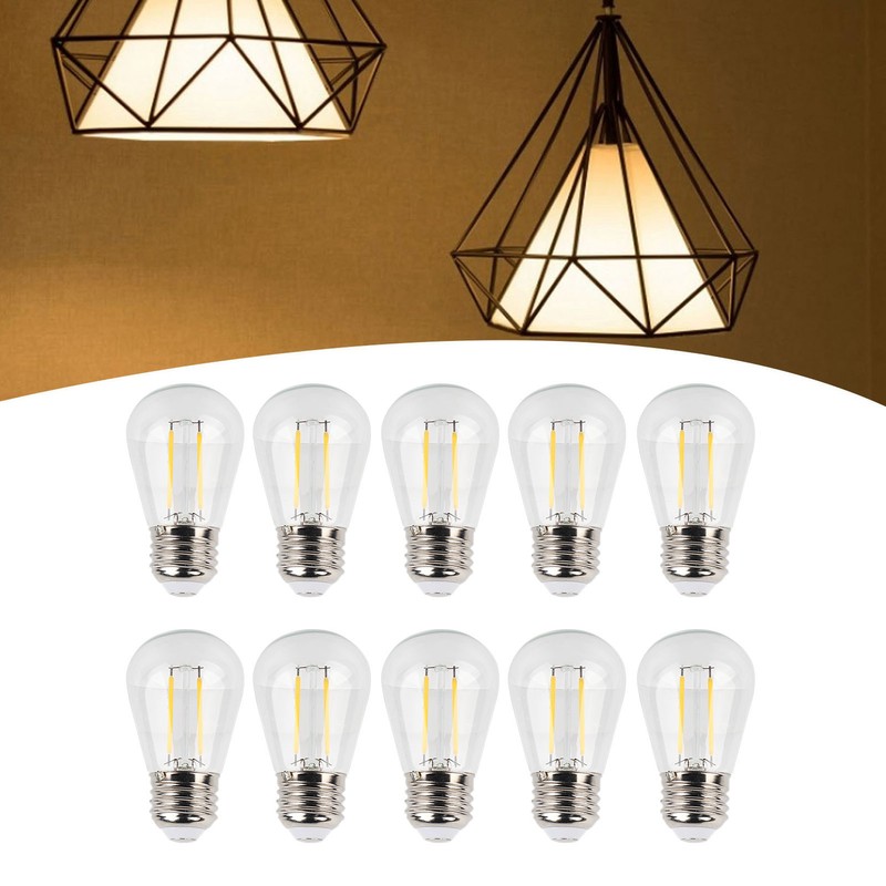 10Pcs Vintage Light Bulb S14 E27 180LM Transparent Glass LED