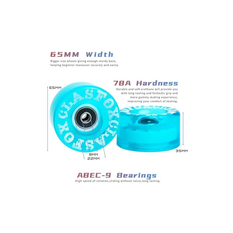 78A Ruedas para patines cuádruples de 65 x 35 mm