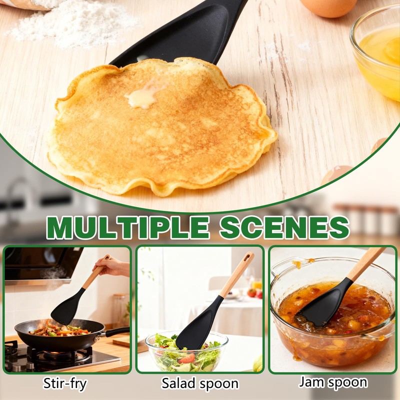 2 Pcs Cooking Spoon for Nonstick Cookwares, Cedar and Ash