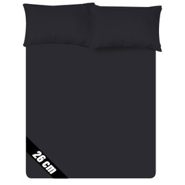 Sunshine Comforts Microfiber Fitted Sheets King Size Breathable, Anti Wrinkle 26cm Deep Pocket Bed Sheets Bedding & Linen 152X200-CM Black Bedding King Size Fitted Sheets
