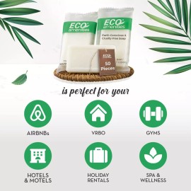 ECO Amenities 50 Pack 1 oz Travel Size Soap Bars, Individually Wrapped Hotel Toiletry