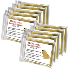 Bramble - 10 Large Multi-Purpose Insulated Foil Emergency Blankets Individually Packed - 210 x 160cm