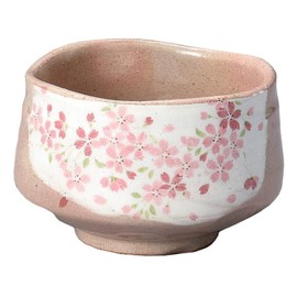 Yamakiikai Minou Pottery - Tazón de té japonés Shirokesho con flores de cerezo rosa hecho por KaneJin) F1727 de Japón