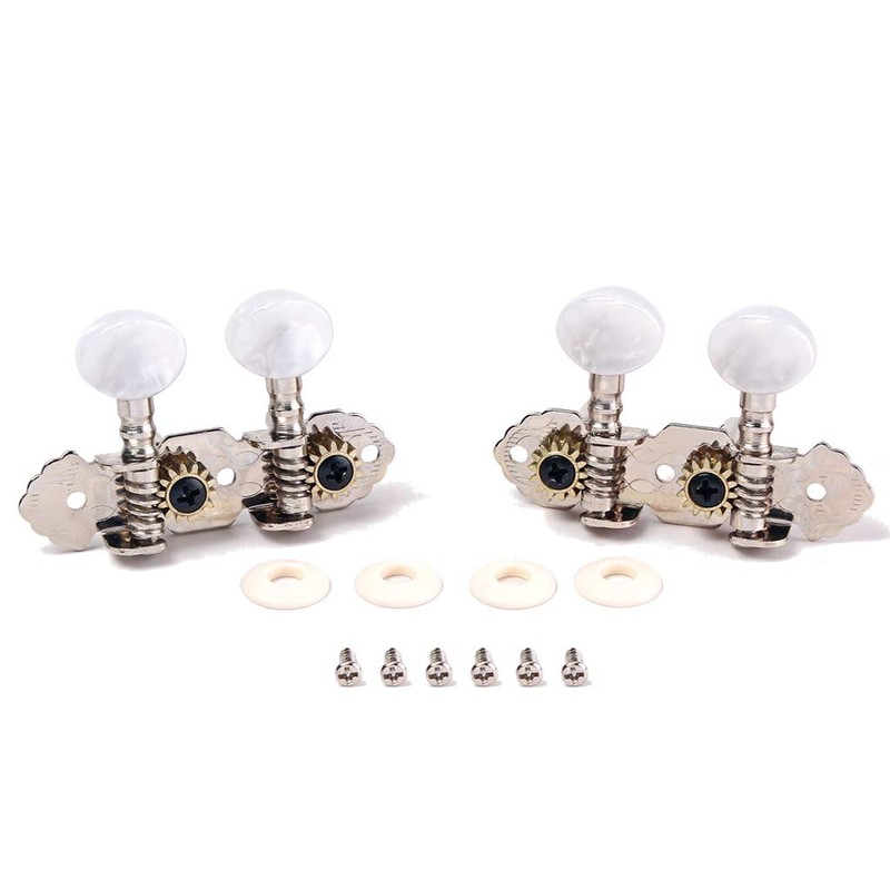 Alnicov 2R2L Tuning Pegs for Ukulele 4 String Guitar Chrome