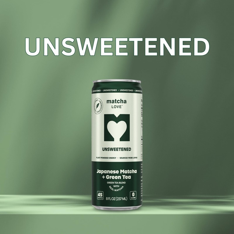 matcha LOVE Matcha + Green Tea, Unsweetened, 8 Ounce (Pack