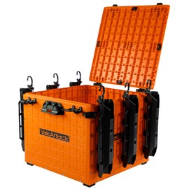 YakAttack BlackPak Pro Kayak Fishing Crate - Includes 6 Attachable Fishing Rod Holders, 16" x 16" - YakAttack Orange | Kayak Fishing Accessories