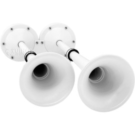 Vixen Horns Loud Powerful Dual Stainless Steel Trumpets Marine Electric Train Horn for Boats/RV/Trucks 12V White VXH2112MAR-W