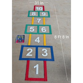 Hopscotch Playground Marking Hop Course, use to Create Engaging Schoolyard Activities for Daycare, Preschool, Churches & Elementary Schools, Made from DuraMark RPT-750, Measures 8' 8" x 31"