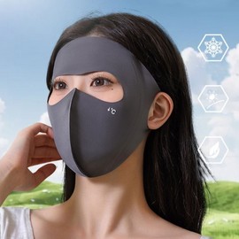 Silky Cooling Full Face Cover Sunshade for Outdoor Activities Hiking UV Protection Golf Black 4ea