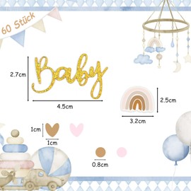 qingmeng Baby Shower Decoration Confetti, Pack of 60 Baby Shower Decoration Rainbow Heart Decoration Gender Reveal Baby Shower Decoration Girl Boy Neutral Boy Girl Confetti Decoration Christening