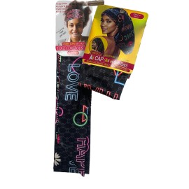 CyLADY All-in-one Drawstring Hair Cap & Edge Control Scarf Neon Love XL Lot