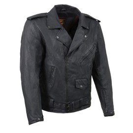 Milwaukee Leather MDM1020 Men's Black Classic 'Waxed' Motorcycle Denim Jacket with Armor - Large