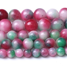 60 abalorios redondos de jade de epidota verde y rojo natural de 6 mm para hacer joyas, collares, pulseras, abalorios de energía curativa (Jade de epidota, 6 mm)