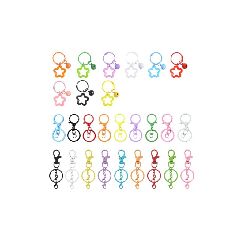 27PCS Colorful Key Rings Set with Lobster Clasps